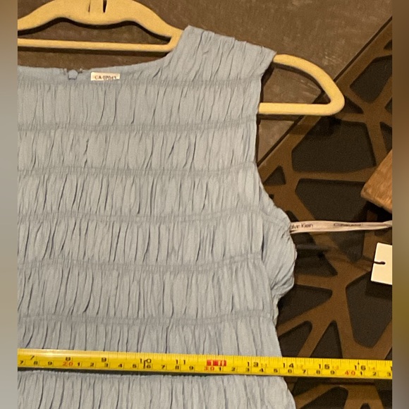 NEW Calvin Klein Blue Smocked & Tiered Sleeveless Dress. - Picture 9 of 14